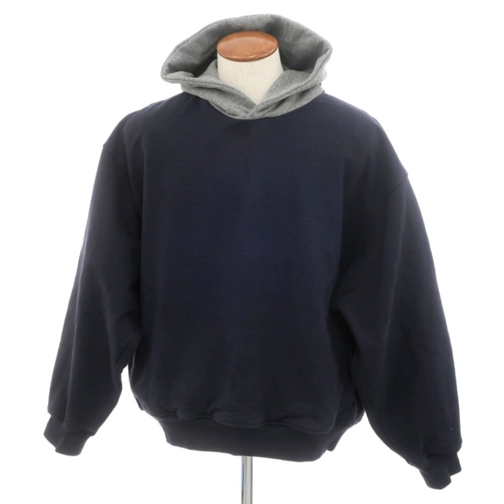 【中古】フィアオブゴッド FEAR OF GOD コットン プルオーバー パーカー ネイビーxグレー【 M 】【 状態ランクB 】【 メンズ 】