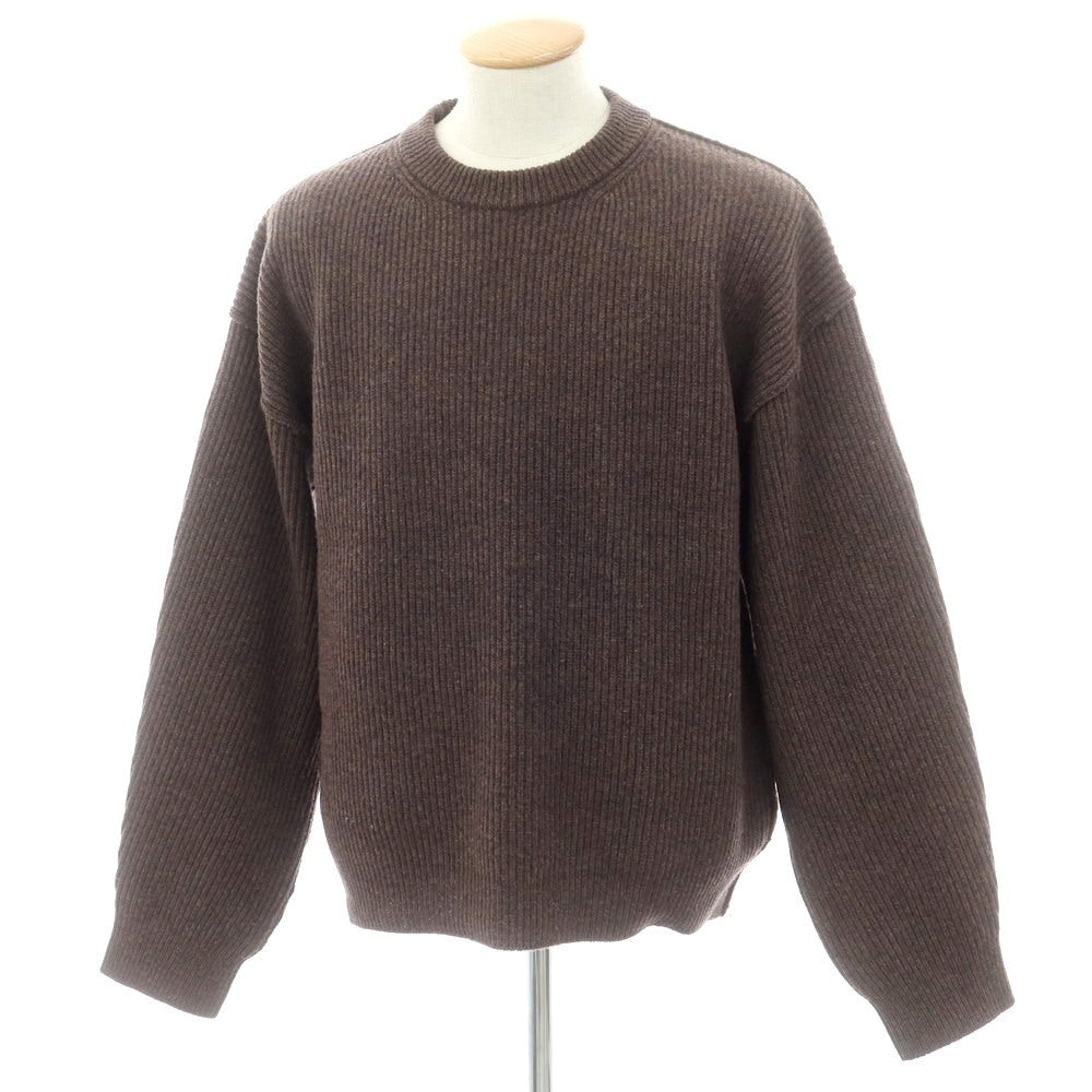 【中古】ルーティン ROUTINE URBAN RESEARCH別注 ウール リブ クルーネック プルオーバーニット ブラウン【サイズM】【 状態ランクB 】【 メンズ 】[DPD]