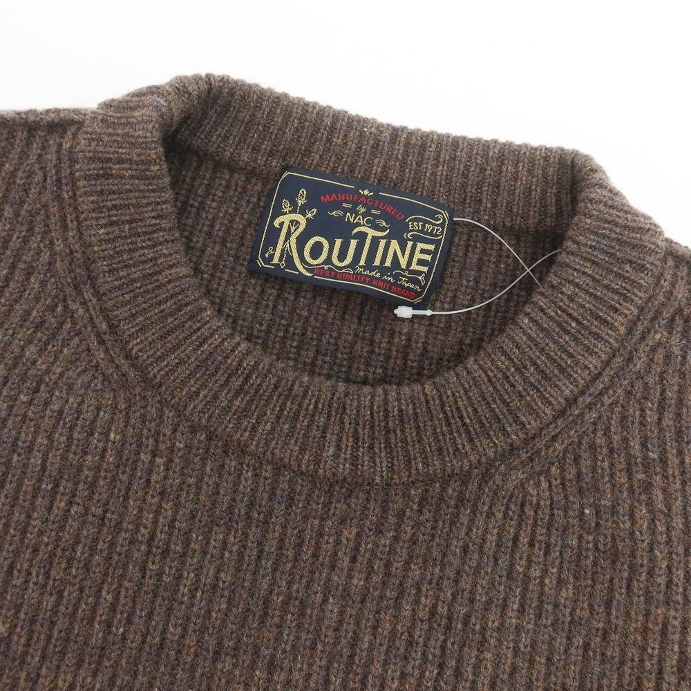 【中古】ルーティン ROUTINE URBAN RESEARCH別注 ウール リブ クルーネック プルオーバーニット ブラウン【サイズM】【 状態ランクB 】【 メンズ 】[DPD]