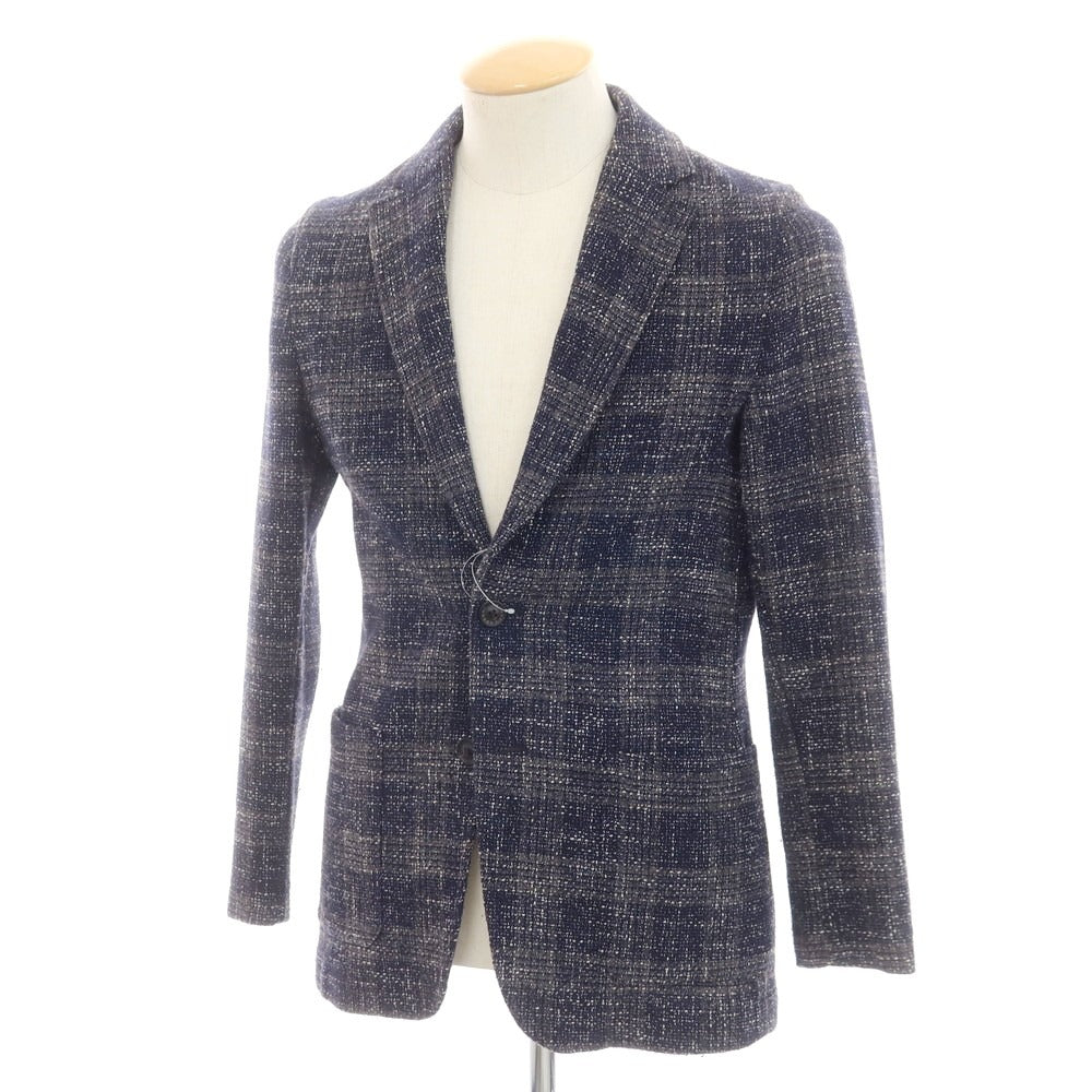 【中古】ティージャケット T-JACKET コットンウール チェック カジュアルジャケット ネイビーxグレー【 XS 】【 状態ランクB 】【 メンズ 】
