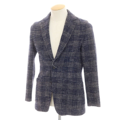 [Used] T-JACKET Cotton wool check casual jacket Navy x gray [XS] [Condition rank B] [Men&