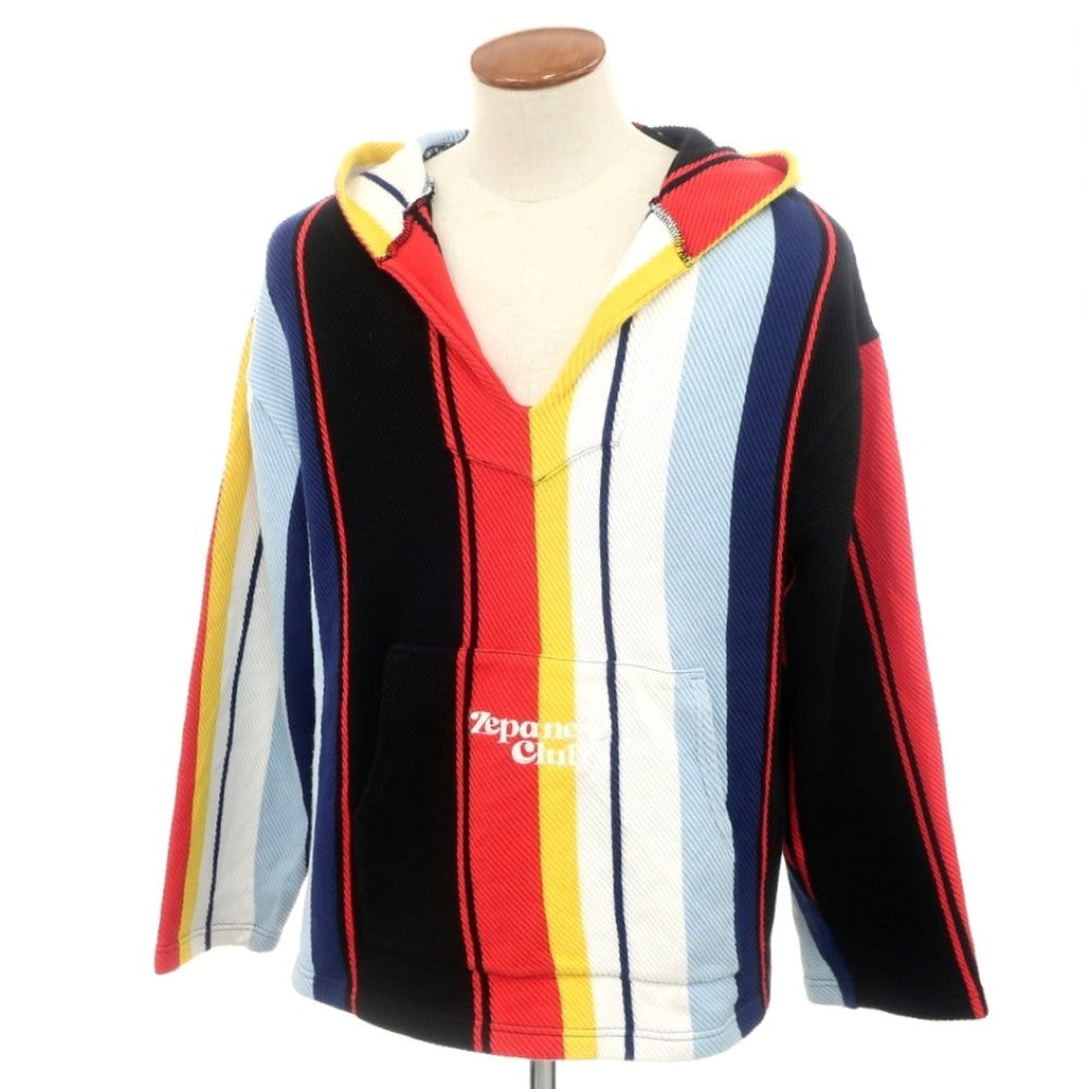 【中古】クレプスキュール crepuscule × Zepanese Club コットン ストライプ パーカー マルチカラー【サイズF】【 状態ランクB 】【 メンズ 】[EPD]