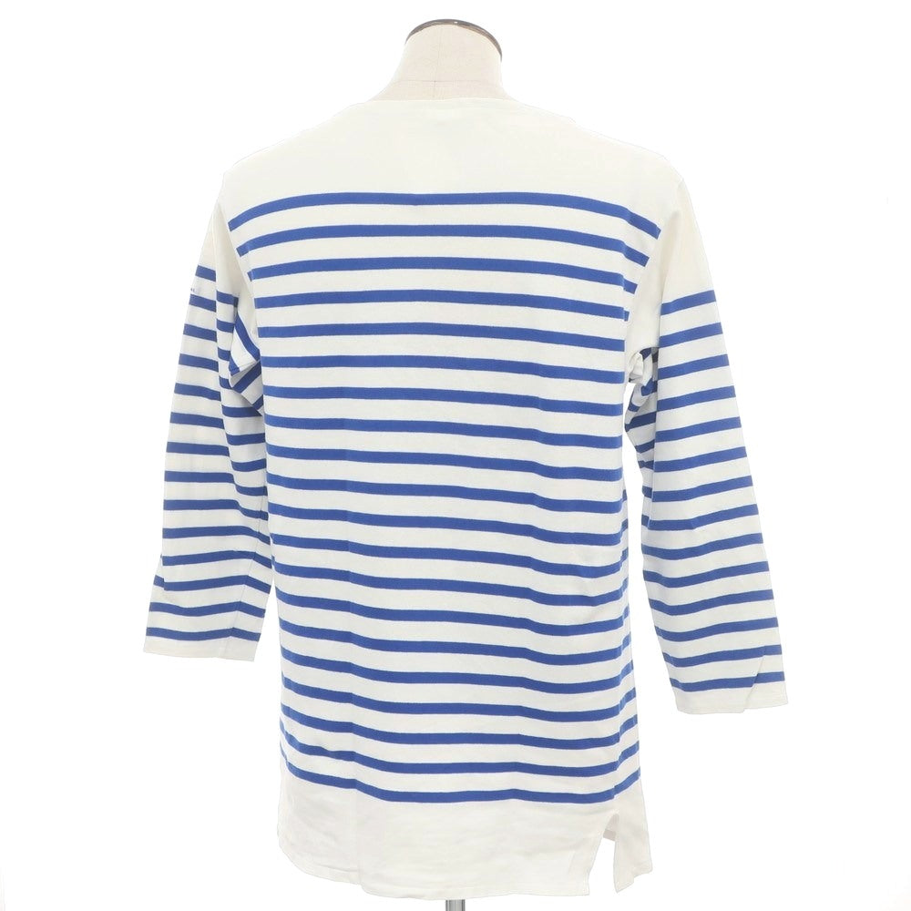 【中古】オーシバル ORCIVAL × WEEKEND コットン ボーダー ボートネック バスクシャツ 長袖Tシャツ ホワイトxブルー【 8 】【 状態ランクC 】【 メンズ 】