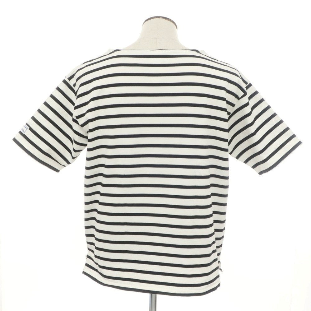【中古】モンケメル MONT KEMMEL コットン ボーダー ボートネック 半袖Ｔシャツ ホワイトxブラック【 L 】【 状態ランクC 】【 メンズ 】