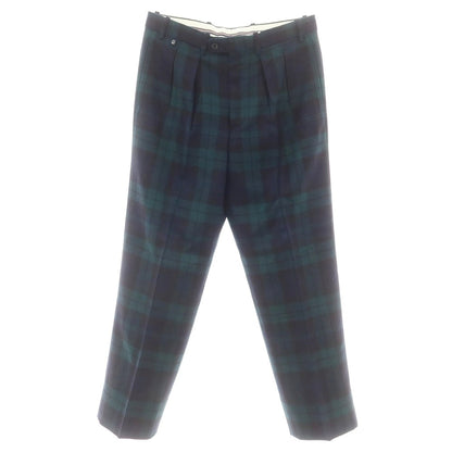 【中古】ベルナール ザンス BERNARD ZINS ウール チェック ドレススラックスパンツ ネイビーxグリーン【 40 】【 状態ランクB 】【 メンズ 】