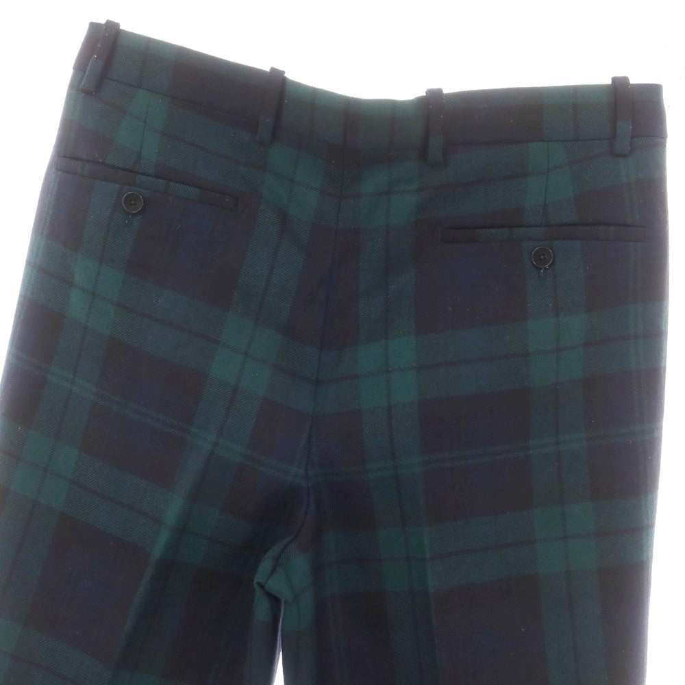 【中古】ベルナール ザンス BERNARD ZINS ウール チェック ドレススラックスパンツ ネイビーxグリーン【 40 】【 状態ランクB 】【 メンズ 】