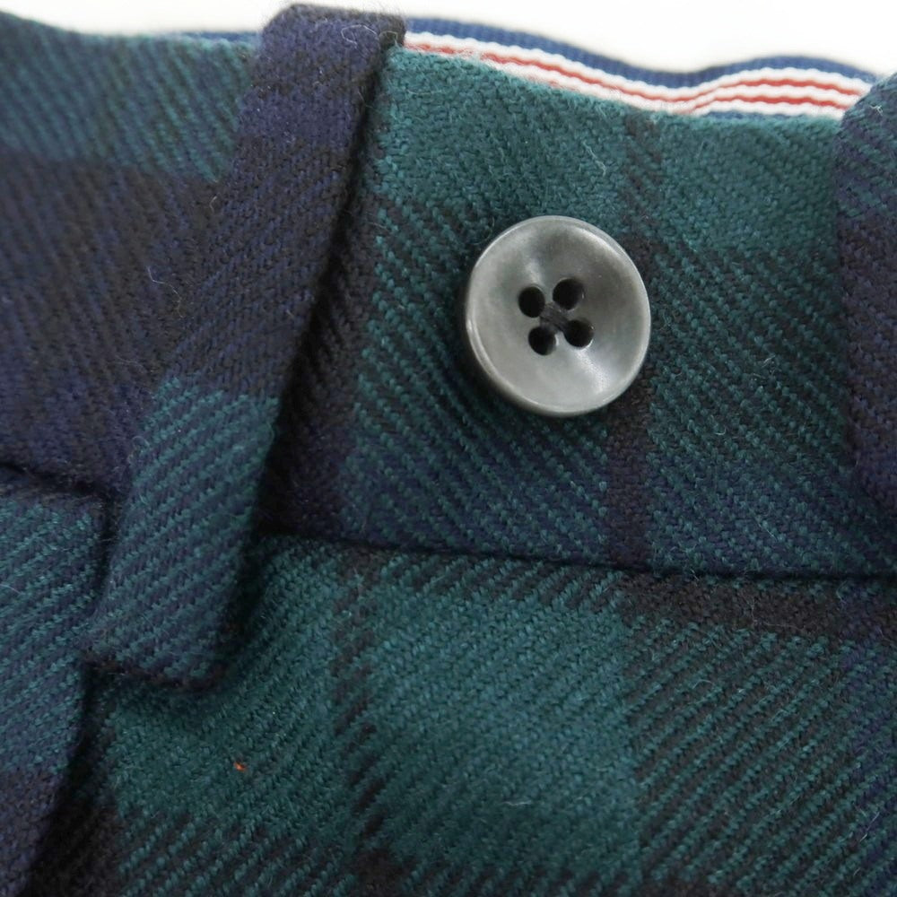 【中古】ベルナール ザンス BERNARD ZINS ウール チェック ドレススラックスパンツ ネイビーxグリーン【 40 】【 状態ランクB 】【 メンズ 】