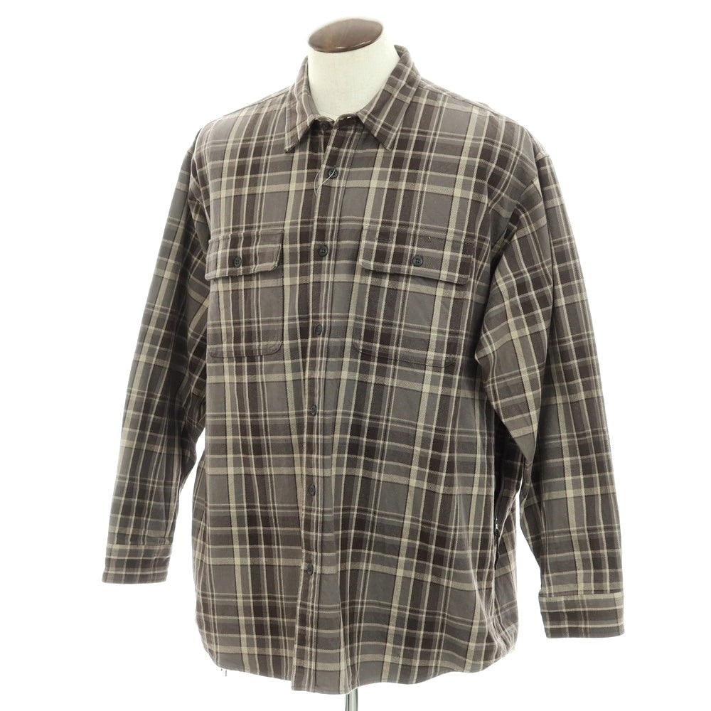 【中古】ビームス BEAMS JAPAN コットン チェック ベンチレーション カジュアルシャツ グレーxブラウン【 XL 】【 状態ランクB 】【 メンズ 】