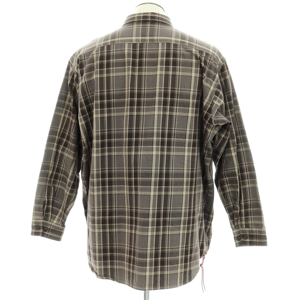 【中古】ビームス BEAMS JAPAN コットン チェック ベンチレーション カジュアルシャツ グレーxブラウン【 XL 】【 状態ランクB 】【 メンズ 】