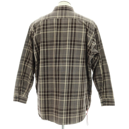 【中古】ビームス BEAMS JAPAN コットン チェック ベンチレーション カジュアルシャツ グレーxブラウン【 XL 】【 状態ランクB 】【 メンズ 】