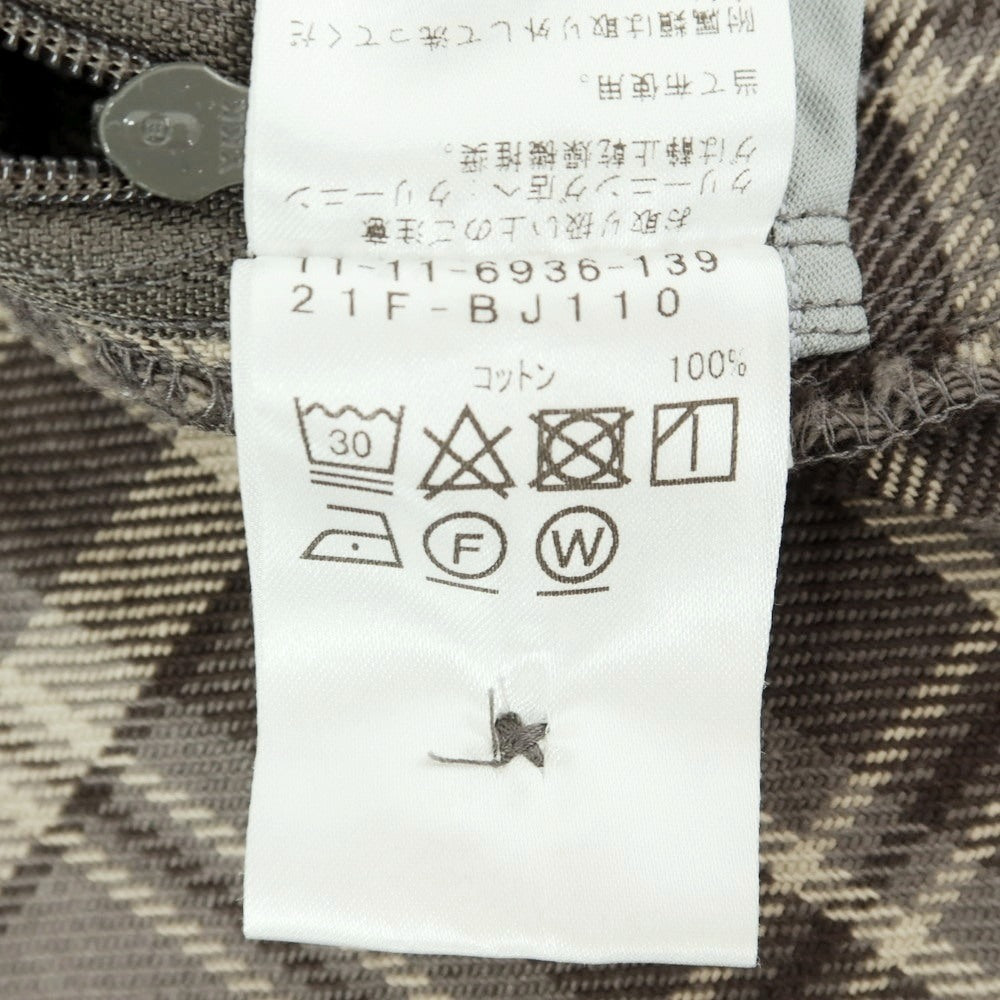 【中古】ビームス BEAMS JAPAN コットン チェック ベンチレーション カジュアルシャツ グレーxブラウン【 XL 】【 状態ランクB 】【 メンズ 】