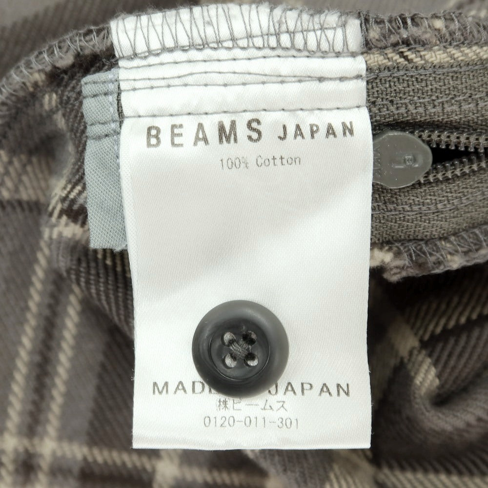 【中古】ビームス BEAMS JAPAN コットン チェック ベンチレーション カジュアルシャツ グレーxブラウン【 XL 】【 状態ランクB 】【 メンズ 】