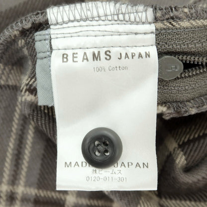 【中古】ビームス BEAMS JAPAN コットン チェック ベンチレーション カジュアルシャツ グレーxブラウン【 XL 】【 状態ランクB 】【 メンズ 】