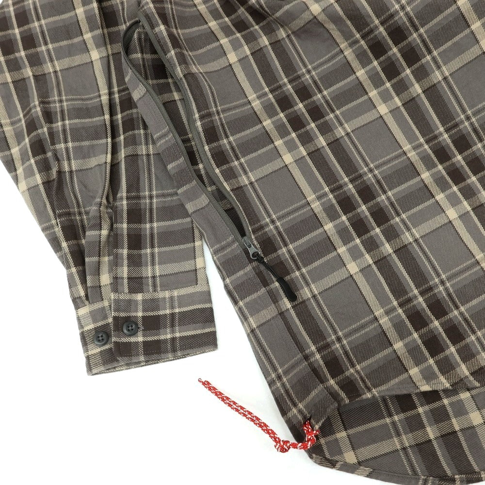 【中古】ビームス BEAMS JAPAN コットン チェック ベンチレーション カジュアルシャツ グレーxブラウン【 XL 】【 状態ランクB 】【 メンズ 】