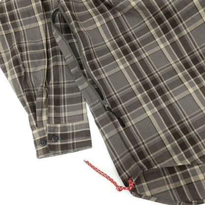 【中古】ビームス BEAMS JAPAN コットン チェック ベンチレーション カジュアルシャツ グレーxブラウン【 XL 】【 状態ランクB 】【 メンズ 】