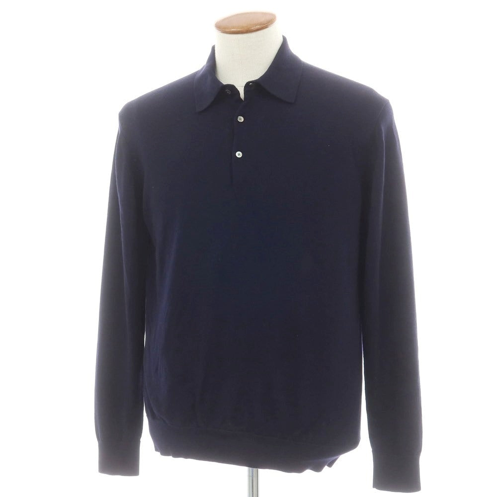 【中古】ユナイテッドアローズ UNITED ARROWS ハイゲージ ウール 長袖 ポロニット ネイビー【 M 】【 状態ランクB 】【 メンズ 】
