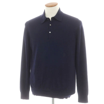 【中古】ユナイテッドアローズ UNITED ARROWS ハイゲージ ウール 長袖 ポロニット ネイビー【 M 】【 状態ランクB 】【 メンズ 】