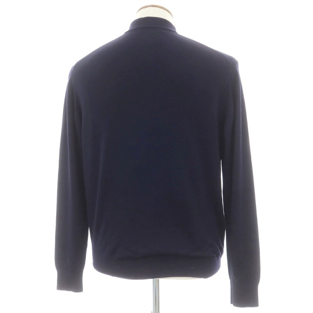 【中古】ユナイテッドアローズ UNITED ARROWS ハイゲージ ウール 長袖 ポロニット ネイビー【 M 】【 状態ランクB 】【 メンズ 】