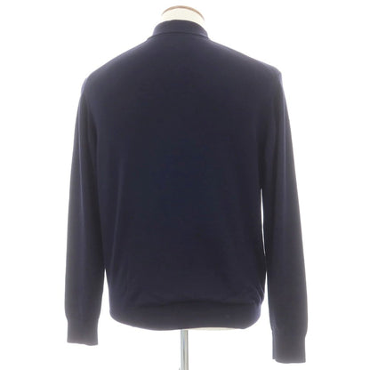 【中古】ユナイテッドアローズ UNITED ARROWS ハイゲージ ウール 長袖 ポロニット ネイビー【 M 】【 状態ランクB 】【 メンズ 】