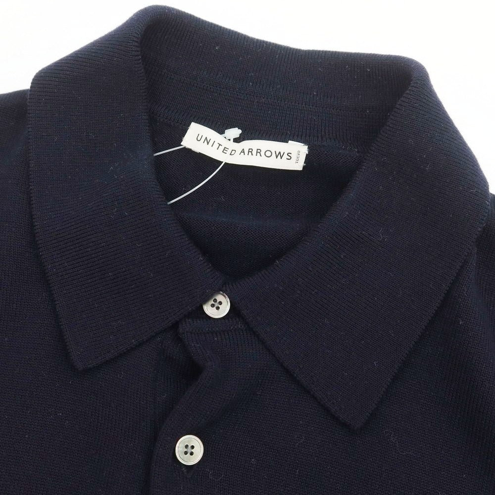 【中古】ユナイテッドアローズ UNITED ARROWS ハイゲージ ウール 長袖 ポロニット ネイビー【 M 】【 状態ランクB 】【 メンズ 】