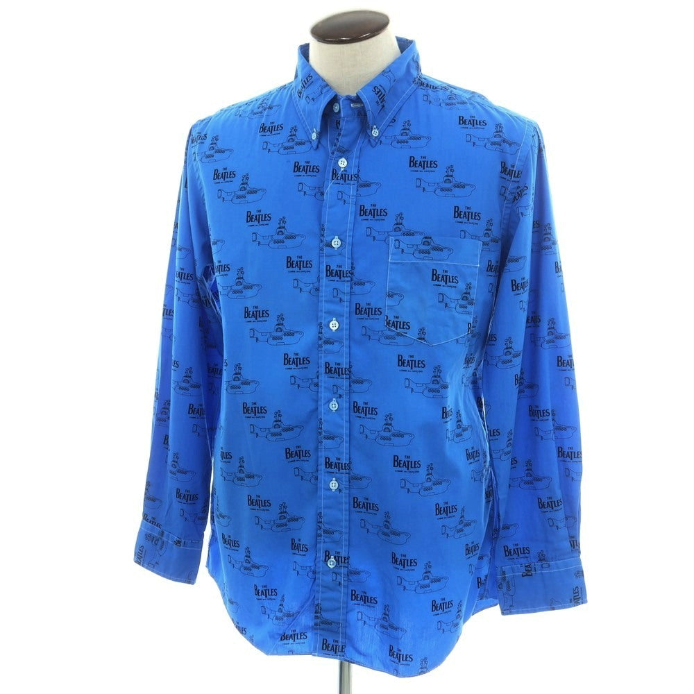 【中古】コムデギャルソン COMME des GARCONS THE BEATLES コットン ボタンダウン カジュアルシャツ ブルーxブラック【 XL 】【 状態ランクB 】【 メンズ 】
