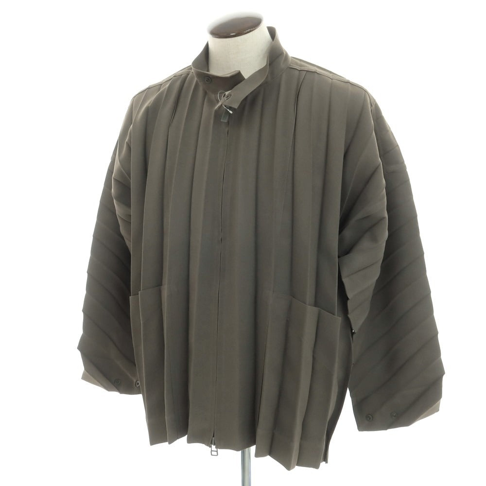 【中古】オム プリッセ イッセイミヤケ HOMME PLISSE ISSEY MIYAKE プリーツ加工 ブルゾン グレイッシュカーキ【 表記なし（L位） 】【 状態ランクA 】【 メンズ 】