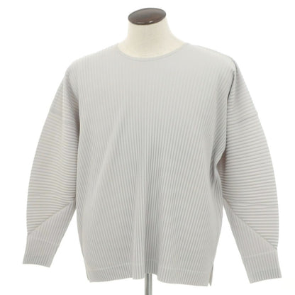 【中古】オム プリッセ イッセイミヤケ HOMME PLISSE ISSEY MIYAKE 2024年秋冬 プリーツ クルーネック カットソー ライトグレー【 表記なし（L位） 】【 状態ランクA 】【 メンズ 】
