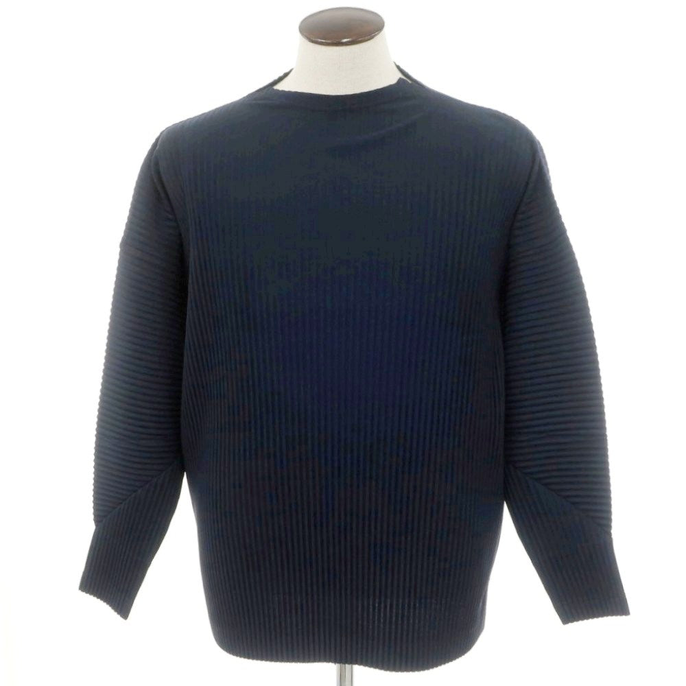 【中古】オム プリッセ イッセイミヤケ HOMME PLISSE ISSEY MIYAKE 2024年秋冬 プリーツ モックネック カットソー ネイビー【 表記なし（L位） 】【 状態ランクA 】【 メンズ 】