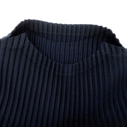 【中古】オム プリッセ イッセイミヤケ HOMME PLISSE ISSEY MIYAKE 2024年秋冬 プリーツ モックネック カットソー ネイビー【 表記なし（L位） 】【 状態ランクA 】【 メンズ 】 [APD]