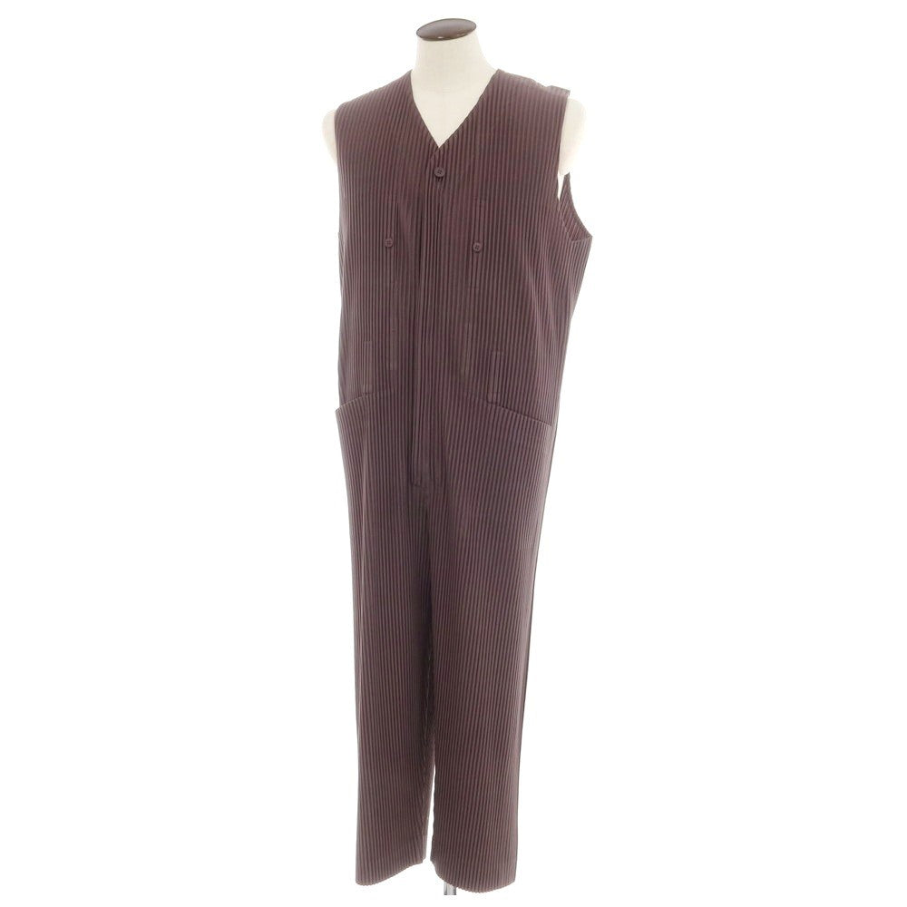 【中古】オム プリッセ イッセイミヤケ HOMME PLISSE ISSEY MIYAKE 2024年秋冬 プリーツ オールインワン ツナギ パープルブラウン【 表記なし（L位） 】【 状態ランクA 】【 メンズ 】