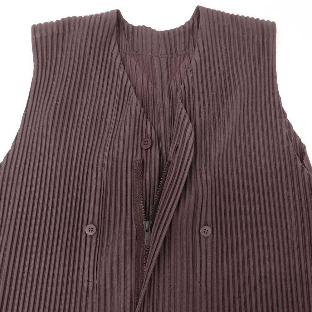 【中古】オム プリッセ イッセイミヤケ HOMME PLISSE ISSEY MIYAKE 2024年秋冬 プリーツ オールインワン ツナギ パープルブラウン【 表記なし（L位） 】【 状態ランクA 】【 メンズ 】
