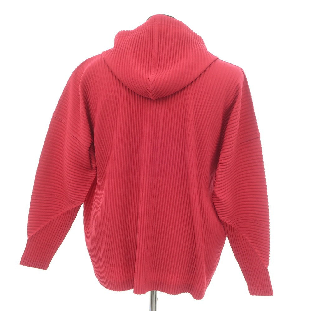 【中古】オム プリッセ イッセイミヤケ HOMME PLISSE ISSEY MIYAKE 2024年秋冬 プリーツ プルオーバー パーカー レッドピンク【 表記なし（L位） 】【 状態ランクA 】【 メンズ 】