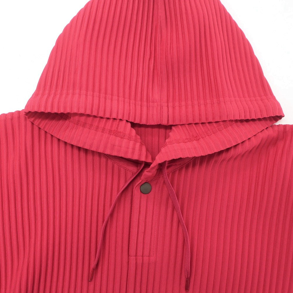 【中古】オム プリッセ イッセイミヤケ HOMME PLISSE ISSEY MIYAKE 2024年秋冬 プリーツ プルオーバー パーカー レッドピンク【 表記なし（L位） 】【 状態ランクA 】【 メンズ 】 [APD]