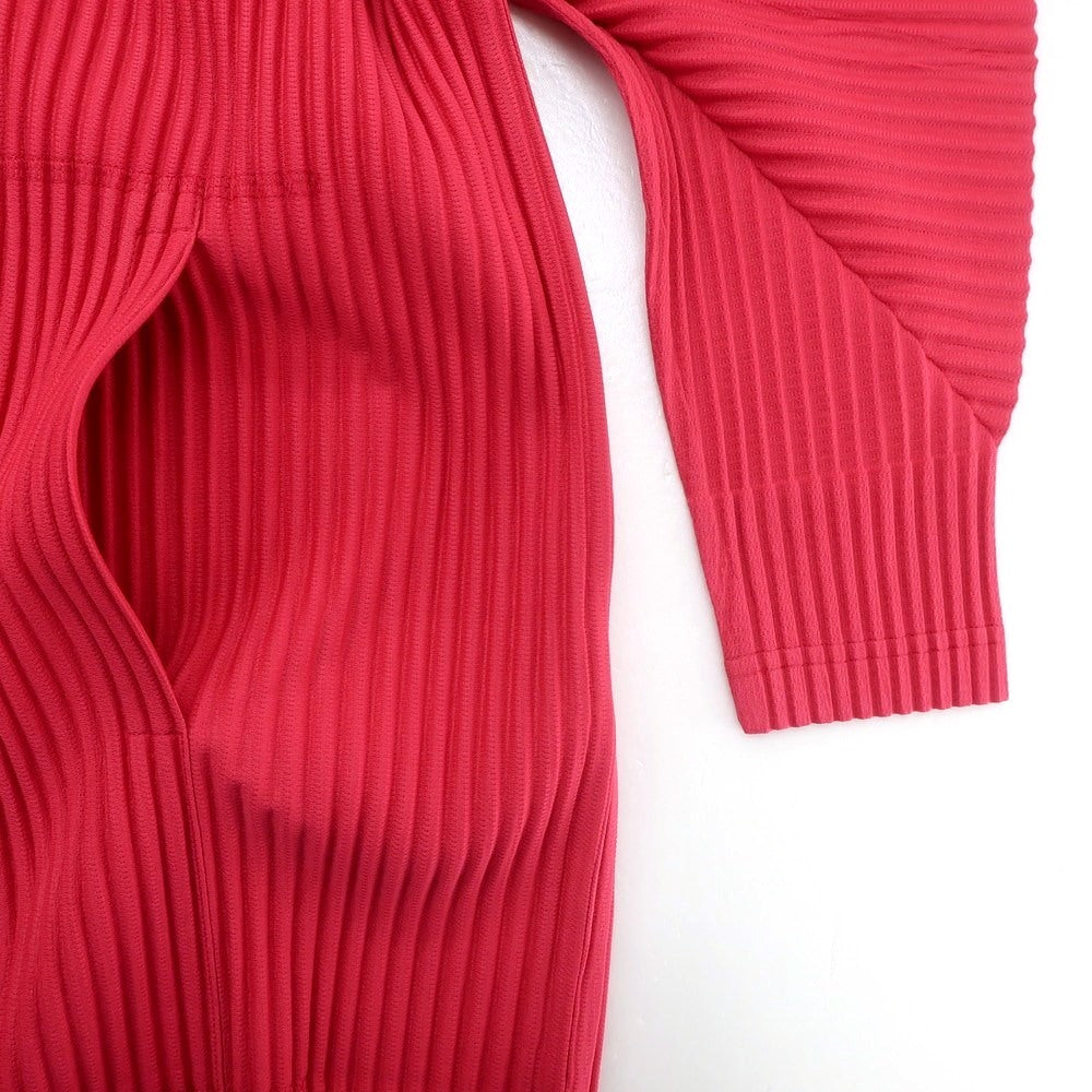 【中古】オム プリッセ イッセイミヤケ HOMME PLISSE ISSEY MIYAKE 2024年秋冬 プリーツ プルオーバー パーカー レッドピンク【 表記なし（L位） 】【 状態ランクA 】【 メンズ 】 [APD]