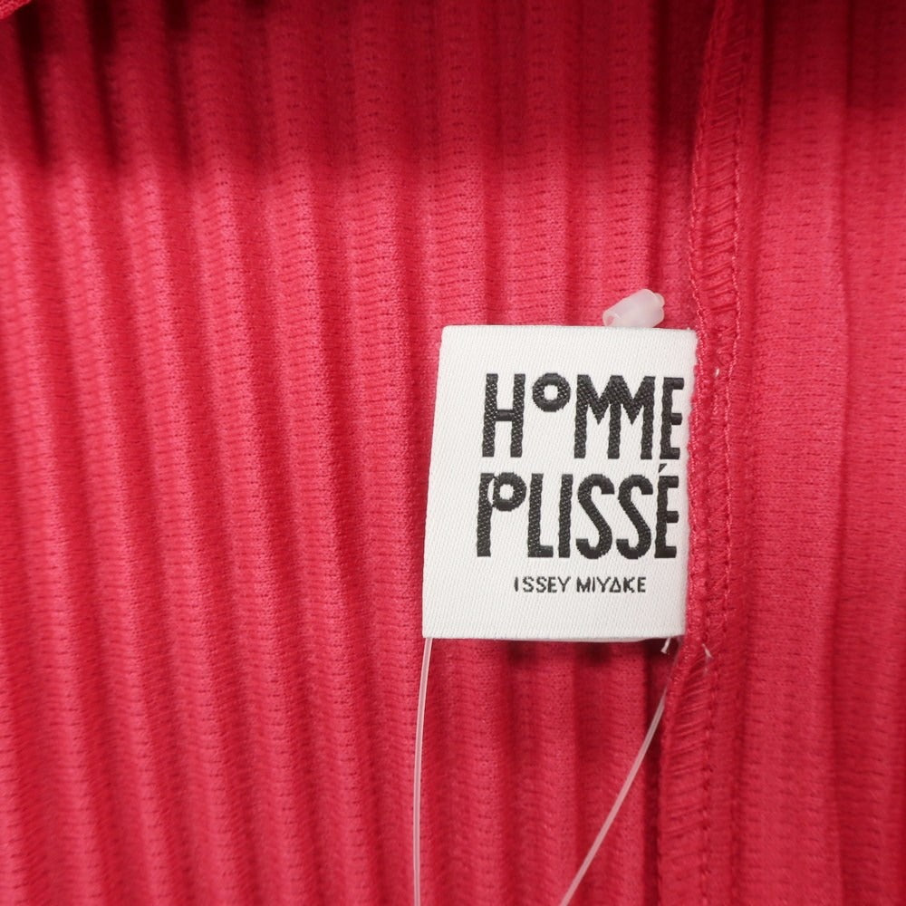 【中古】オム プリッセ イッセイミヤケ HOMME PLISSE ISSEY MIYAKE 2024年秋冬 プリーツ プルオーバー パーカー レッドピンク【 表記なし（L位） 】【 状態ランクA 】【 メンズ 】 [APD]