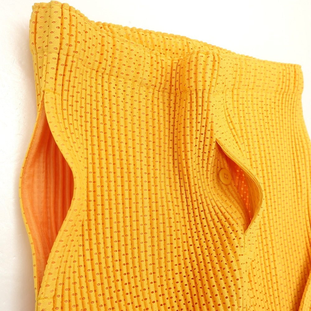 [Used] Homme Plissé Issey Miyake 2025 Spring/Summer Mesh Pleated Easy Pants Yellow [No description (L size)] [Condition Rank A] [Men&