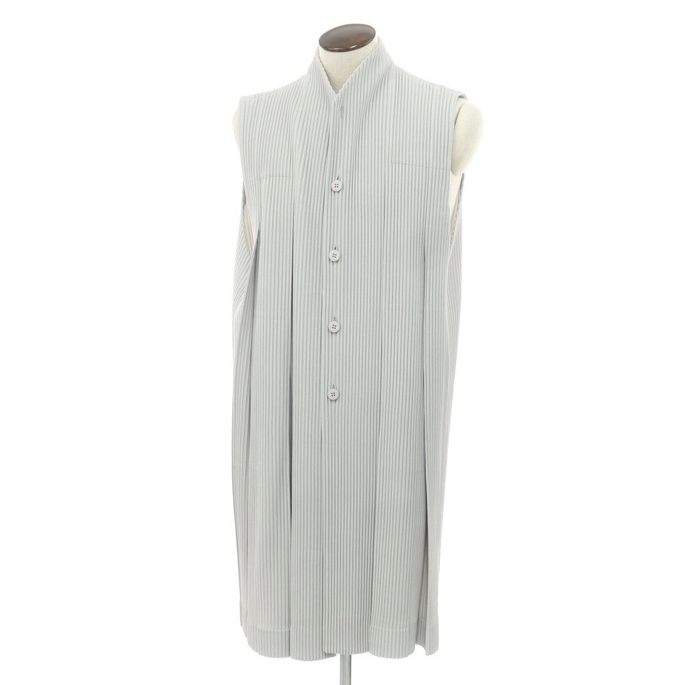 【中古】オム プリッセ イッセイミヤケ HOMME PLISSE ISSEY MIYAKE 2024年秋冬 プリーツ加工 ノースリーブコート ライトグレー【 表記なし（L位） 】【 状態ランクA 】【 メンズ 】