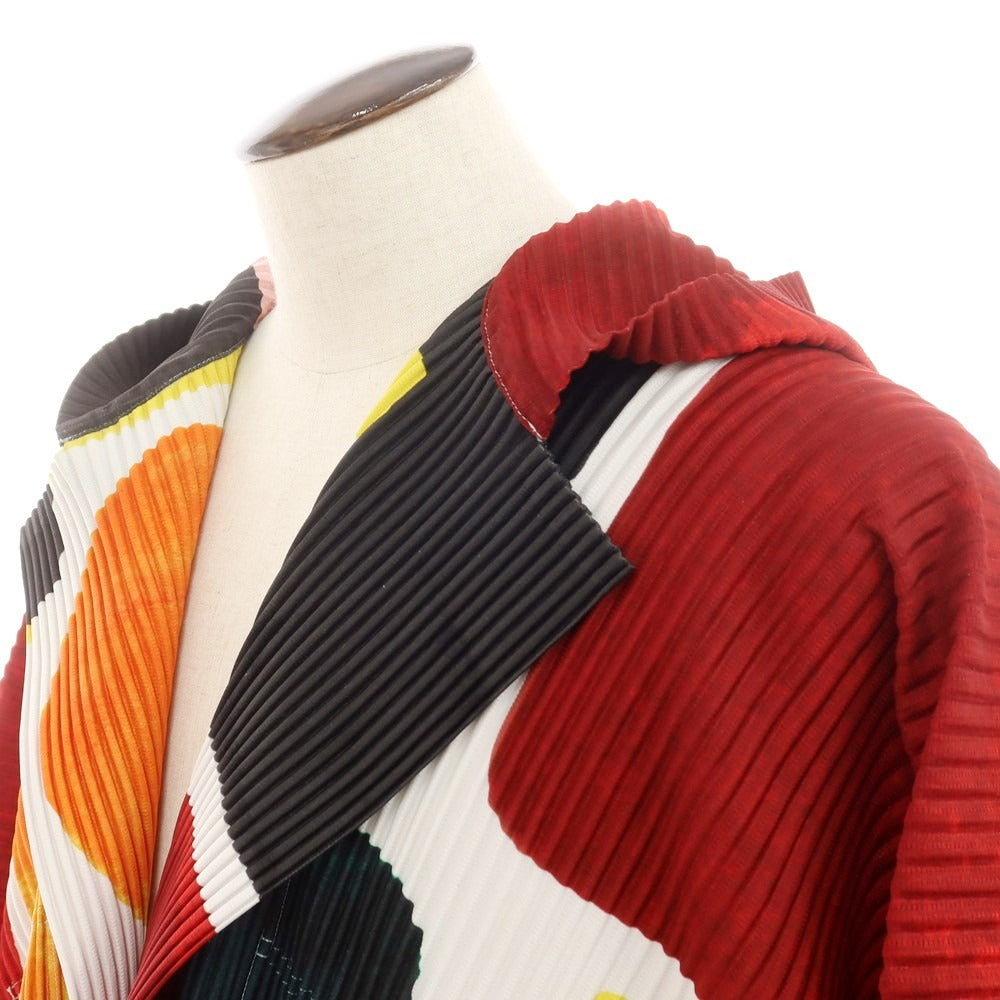 【中古】オム プリッセ イッセイミヤケ HOMME PLISSE ISSEY MIYAKE 2024年春夏 プリント プリーツ加工 ポンチョブルゾン マルチカラー【 表記なし（L位） 】【 状態ランクB 】【 メンズ 】