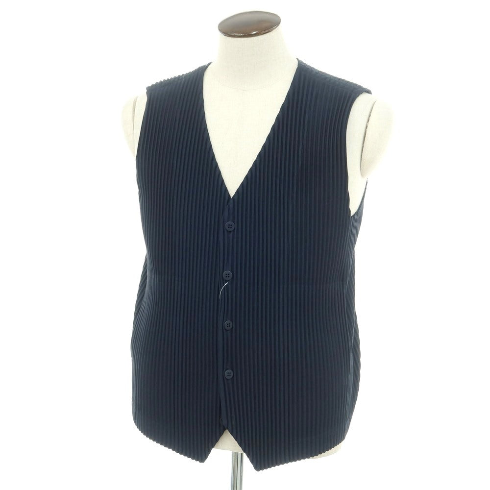 【中古】オム プリッセ イッセイミヤケ HOMME PLISSE ISSEY MIYAKE 2024年秋冬 プリーツ加工 ベスト ネイビー【 表記なし（L位） 】【 状態ランクA 】【 メンズ 】