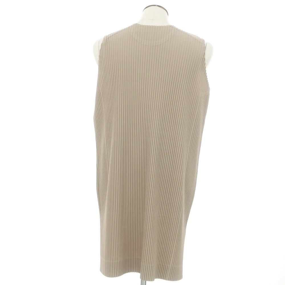 【中古】オム プリッセ イッセイミヤケ HOMME PLISSE ISSEY MIYAKE 2024年秋冬 プリーツ クルーネック ノースリーブ カットソー ベージュ【 表記なし（L位） 】【 状態ランクA 】【 メンズ 】 [BPD]