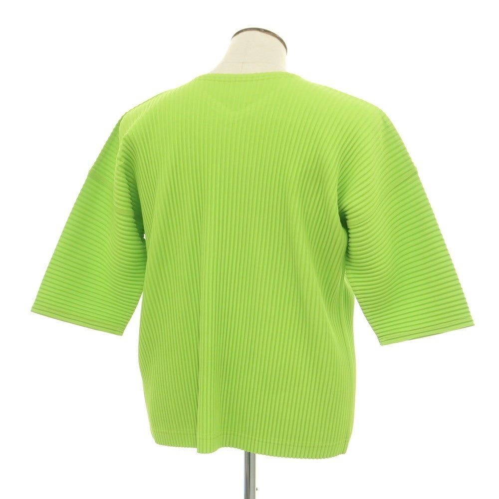 【中古】オム プリッセ イッセイミヤケ HOMME PLISSE ISSEY MIYAKE 2025年春夏 プリーツ Vネック 半袖 カットソー ライトグリーン【 表記なし（L位） 】【 状態ランクA 】【 メンズ 】 [APD]