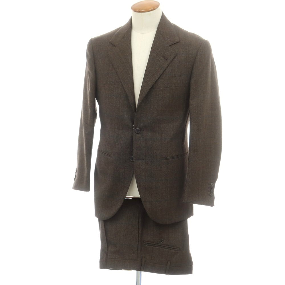 【中古】リベラーノ&amp;リベラーノ LIVERANO&amp;LIVERANO ウール チェック 3つボタンスーツ ブラウン系【 46 】【 状態ランクA 】【 メンズ 】