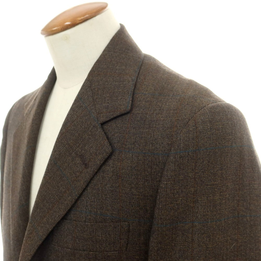 【中古】リベラーノ&amp;リベラーノ LIVERANO&amp;LIVERANO ウール チェック 3つボタンスーツ ブラウン系【 46 】【 状態ランクA 】【 メンズ 】