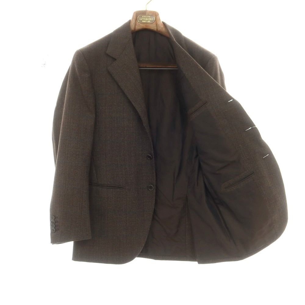【中古】リベラーノ&amp;リベラーノ LIVERANO&amp;LIVERANO ウール チェック 3つボタンスーツ ブラウン系【 46 】【 状態ランクA 】【 メンズ 】