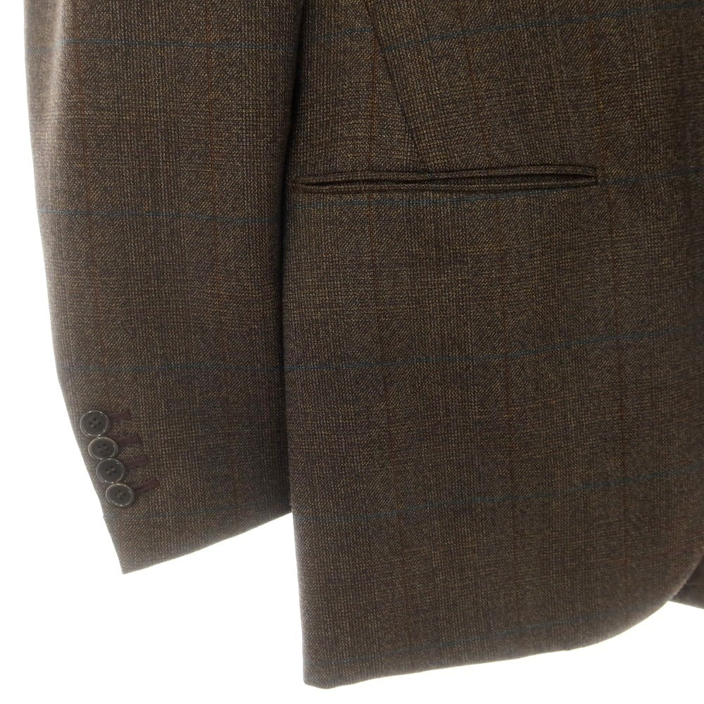 【中古】リベラーノ&amp;リベラーノ LIVERANO&amp;LIVERANO ウール チェック 3つボタンスーツ ブラウン系【 46 】【 状態ランクA 】【 メンズ 】