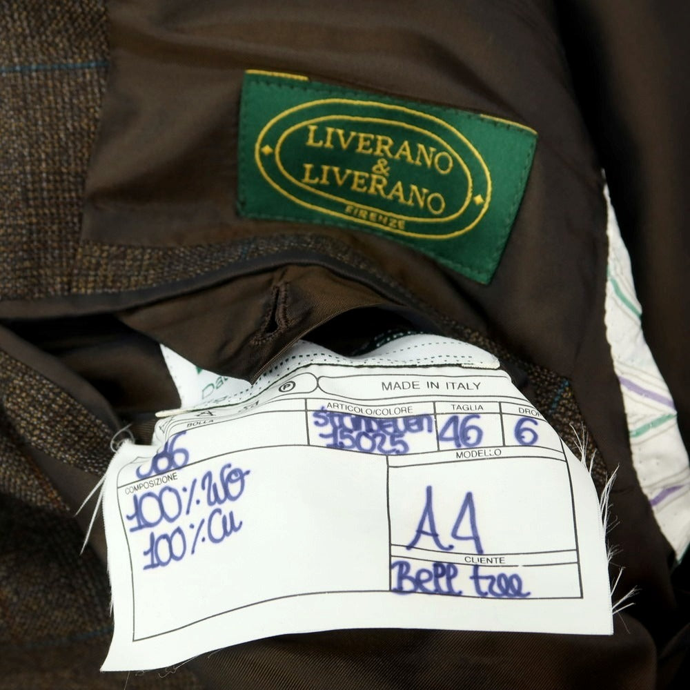 【中古】リベラーノ&amp;リベラーノ LIVERANO&amp;LIVERANO ウール チェック 3つボタンスーツ ブラウン系【 46 】【 状態ランクA 】【 メンズ 】
