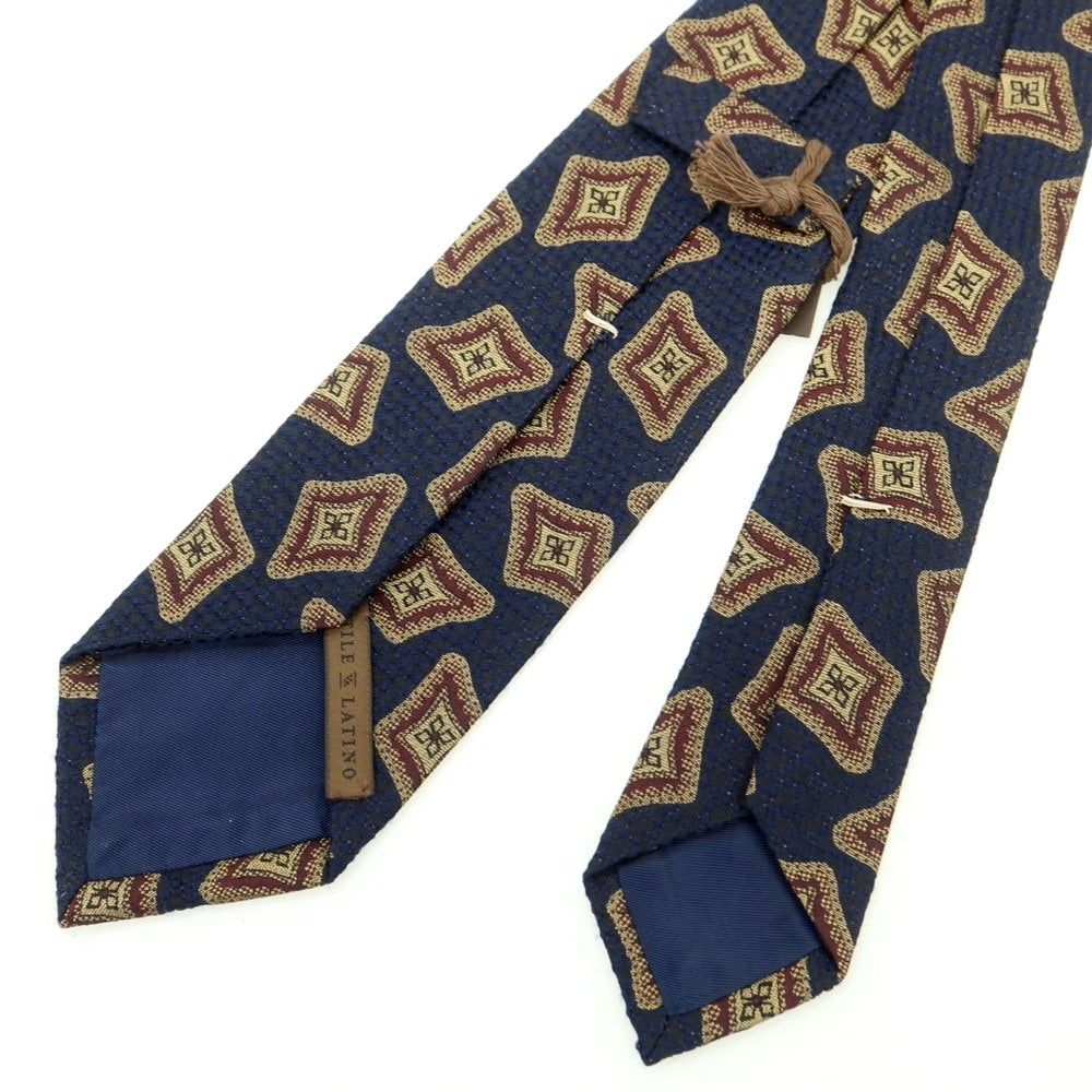 【中古】スティレ ラティーノ STILE LATINO シルクウール 小紋柄ネクタイ ネイビーxブラウン【 状態ランクA 】【 メンズ 】