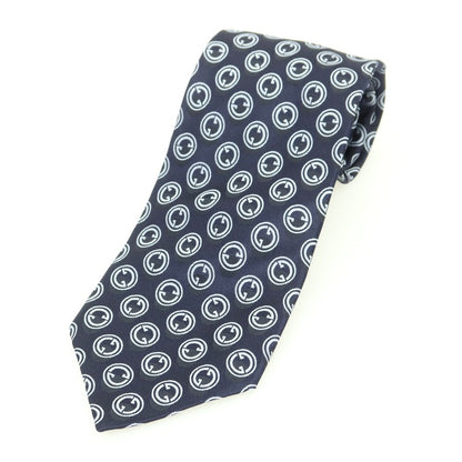 【中古】グッチ GUCCI シルク 小紋柄ネクタイ ネイビーxグレー【 状態ランクA 】【 メンズ 】