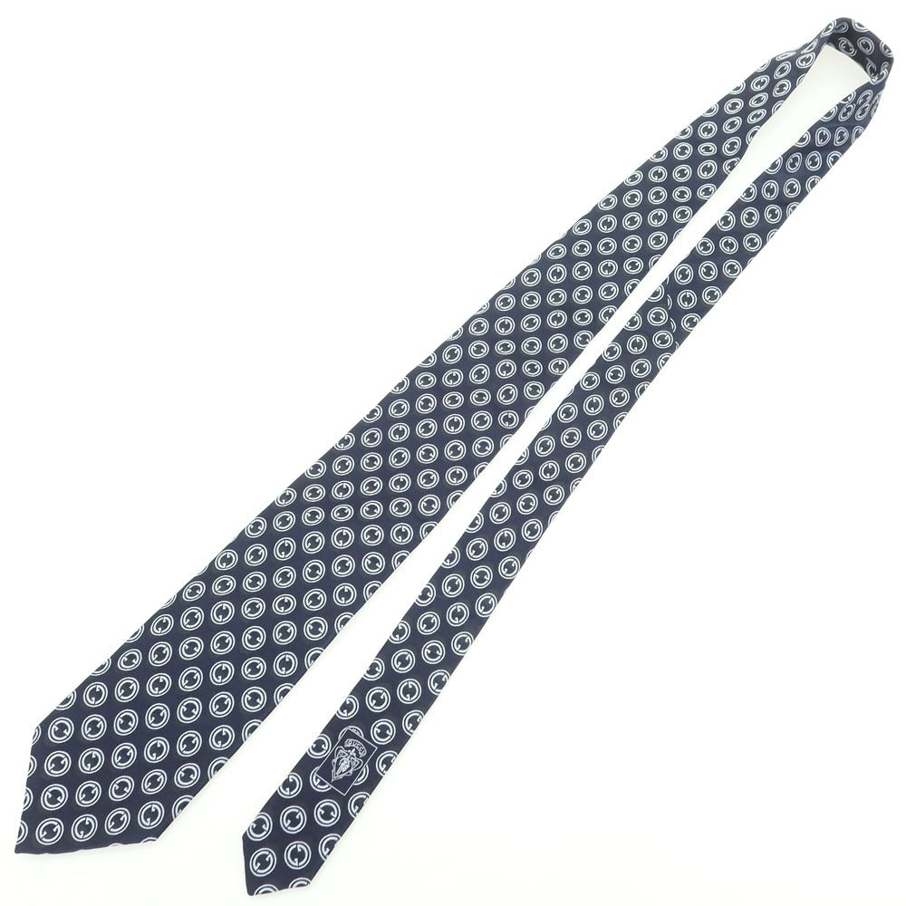 【中古】グッチ GUCCI シルク 小紋柄ネクタイ ネイビーxグレー【 状態ランクA 】【 メンズ 】