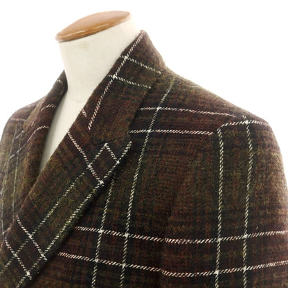 【中古】サル プリヴェ SALLE PRIVEE ウールポリエステル チェック ダブルブレストコート ブラックxオリーブ系【 48 】【 状態ランクA 】【 メンズ 】